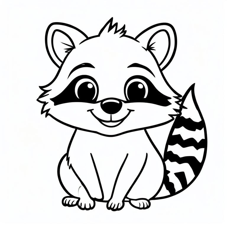 Smiling Racoon Coloring Page