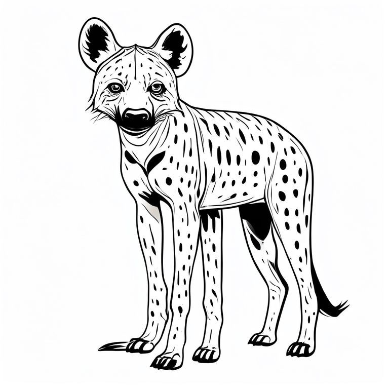 Realistic Hyena Coloring Page